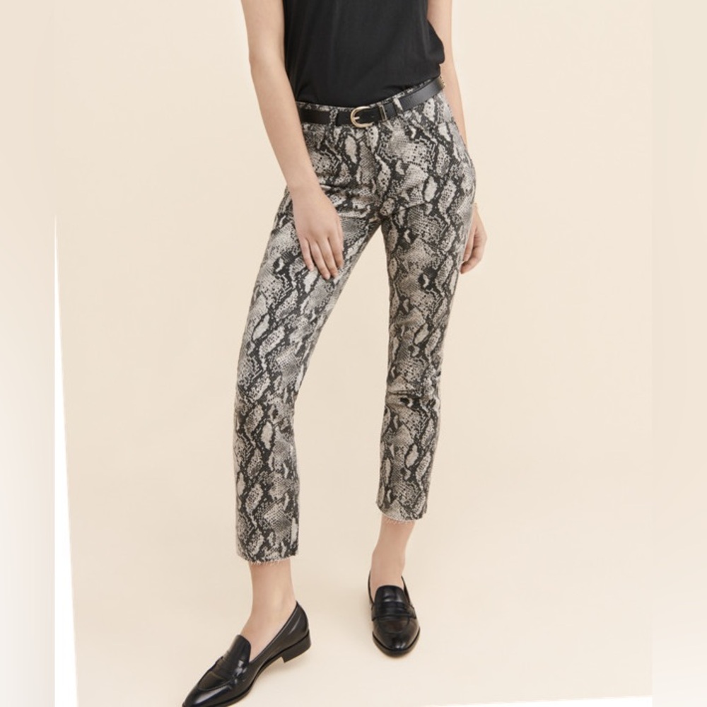 Paige Hoxton Raw Hem Snake Print Jeans
